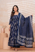 Women Blue Printed Kurta Set with printed Dupatta
