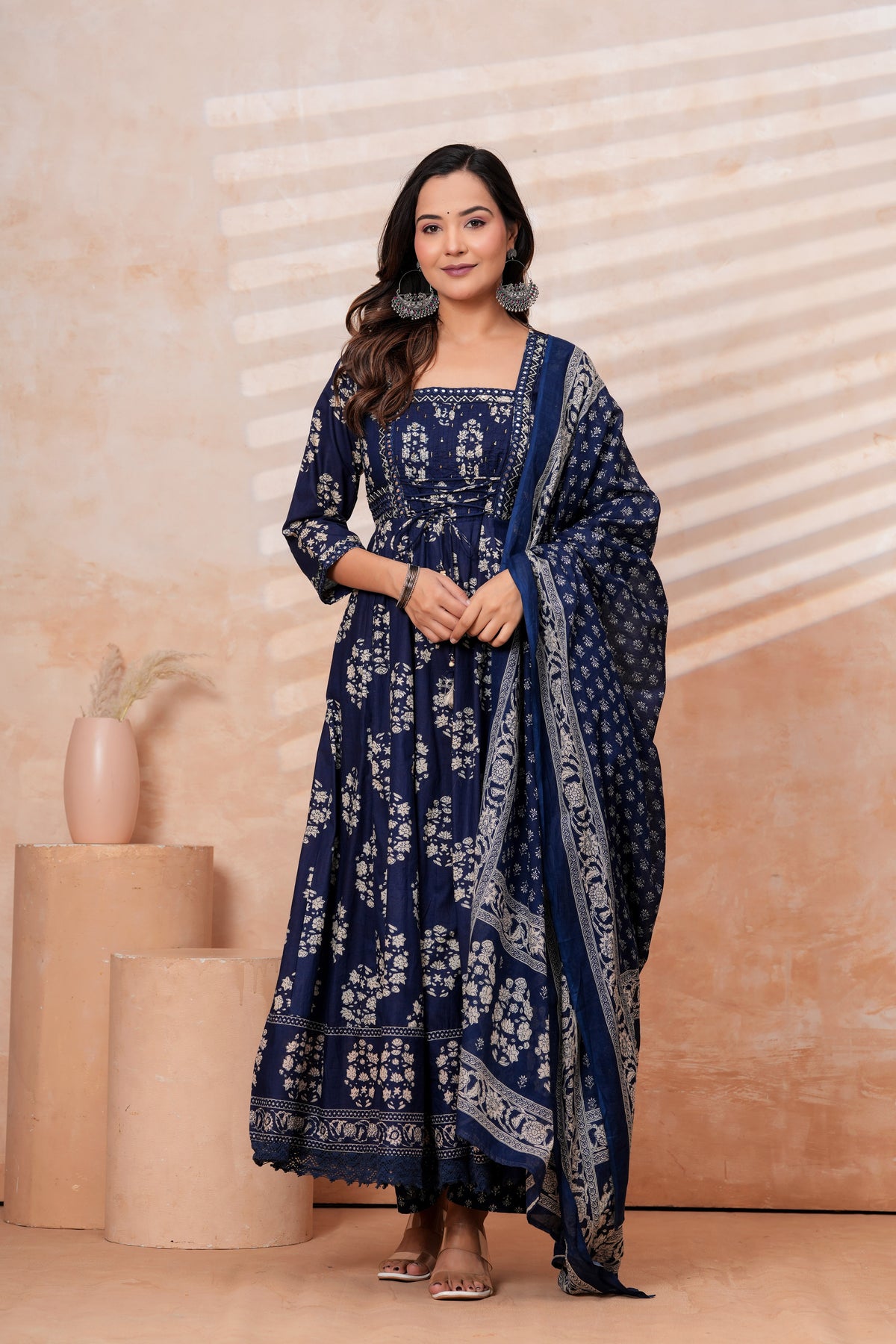 Women Blue Printed Kurta Set with printed Dupatta