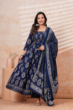 Women Blue Printed Kurta Set with printed Dupatta