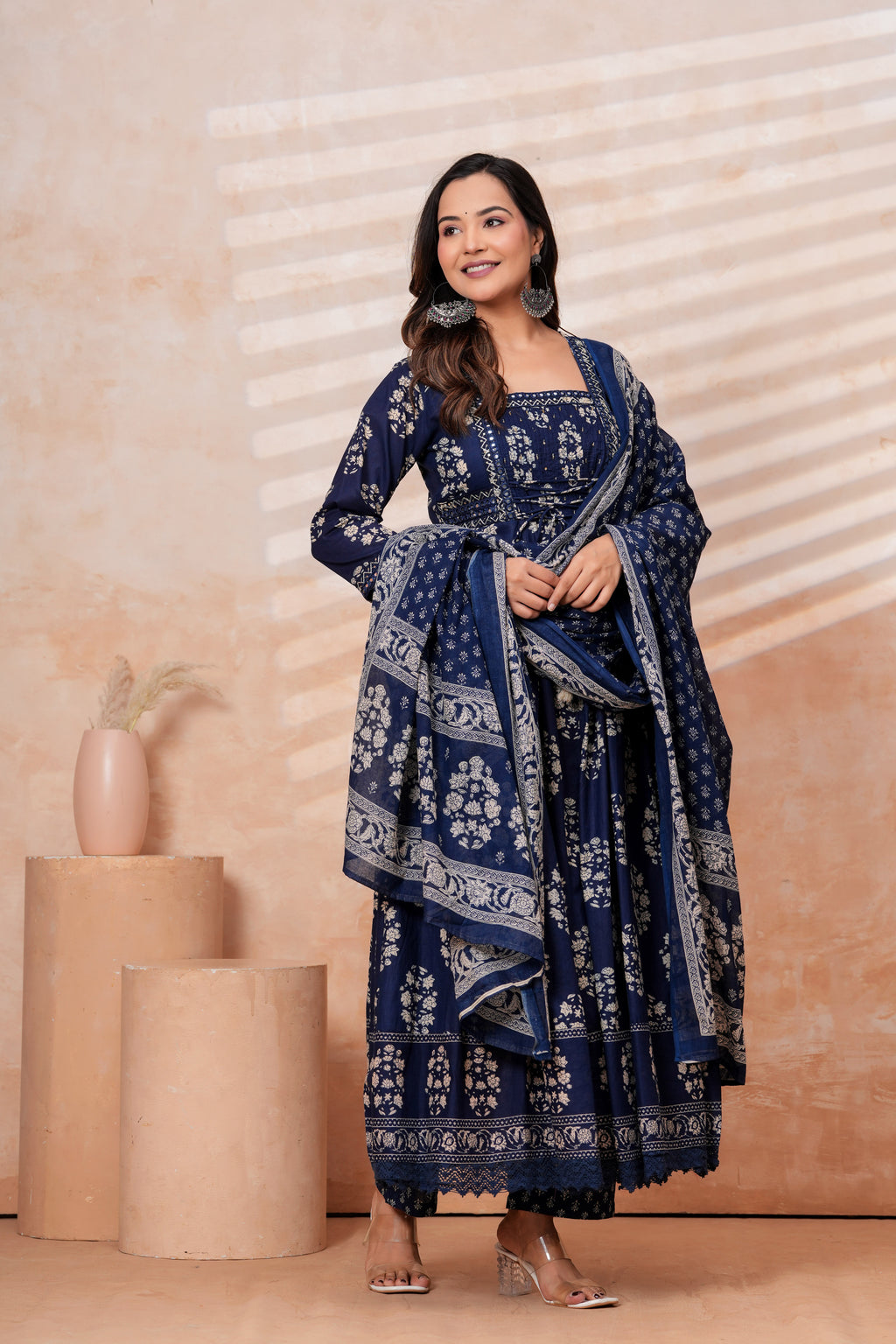 Women Blue Printed Kurta Set with printed Dupatta