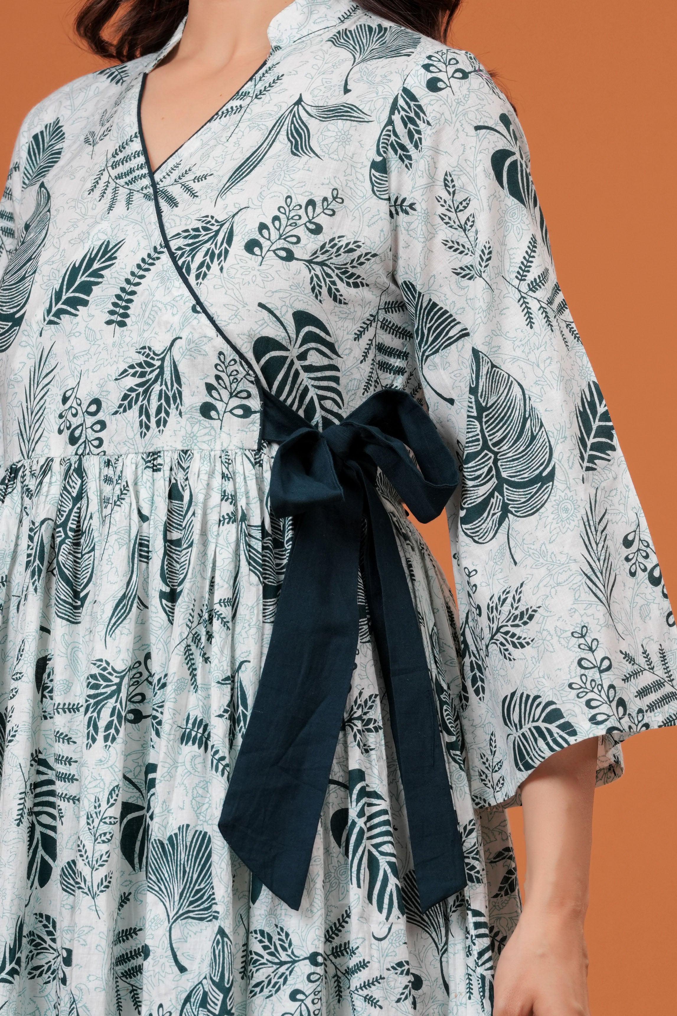 Elegant Grey Printed Cotton Kurti Pant Set with Flared Silhouette