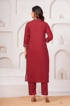 Elegant Maroon Embroidered Kurta Set with Dupatta