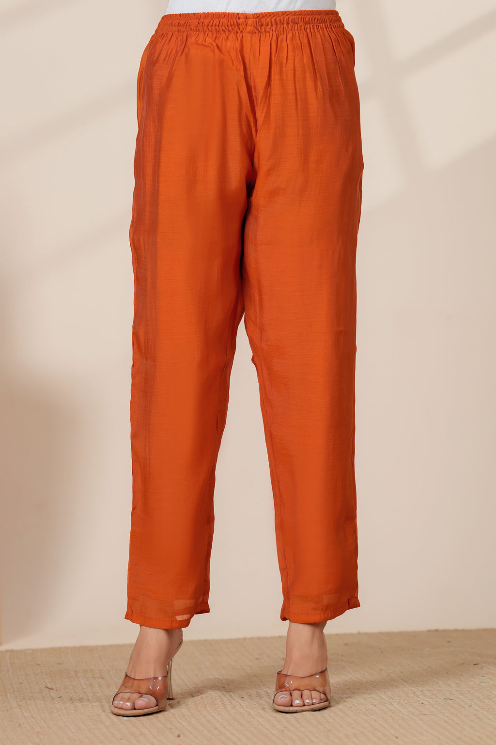 Elegant Rust Orange Kurta pant Set with Gota lace Dupatta