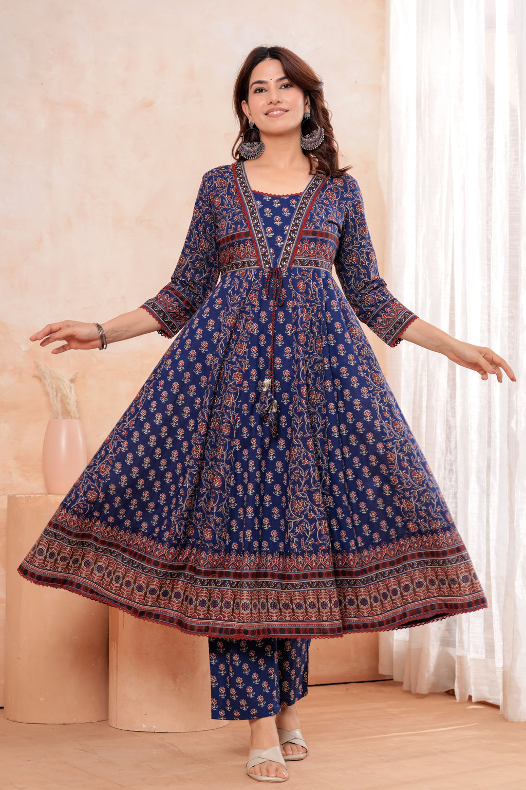 Elegant Blue HandWorked Kurta Set With  Printed Duptta