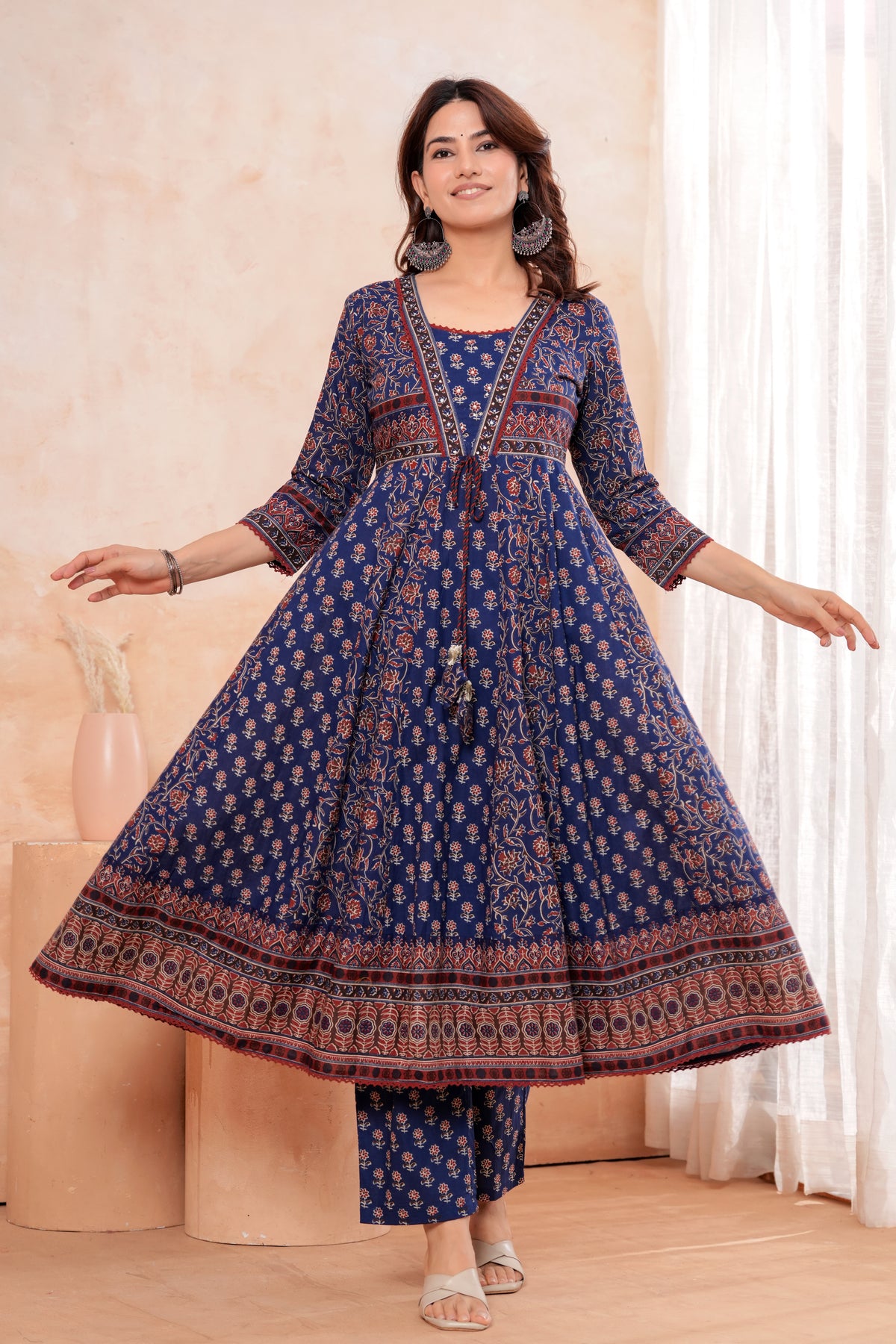 Elegant Blue HandWorked Kurta Set With  Printed Duptta