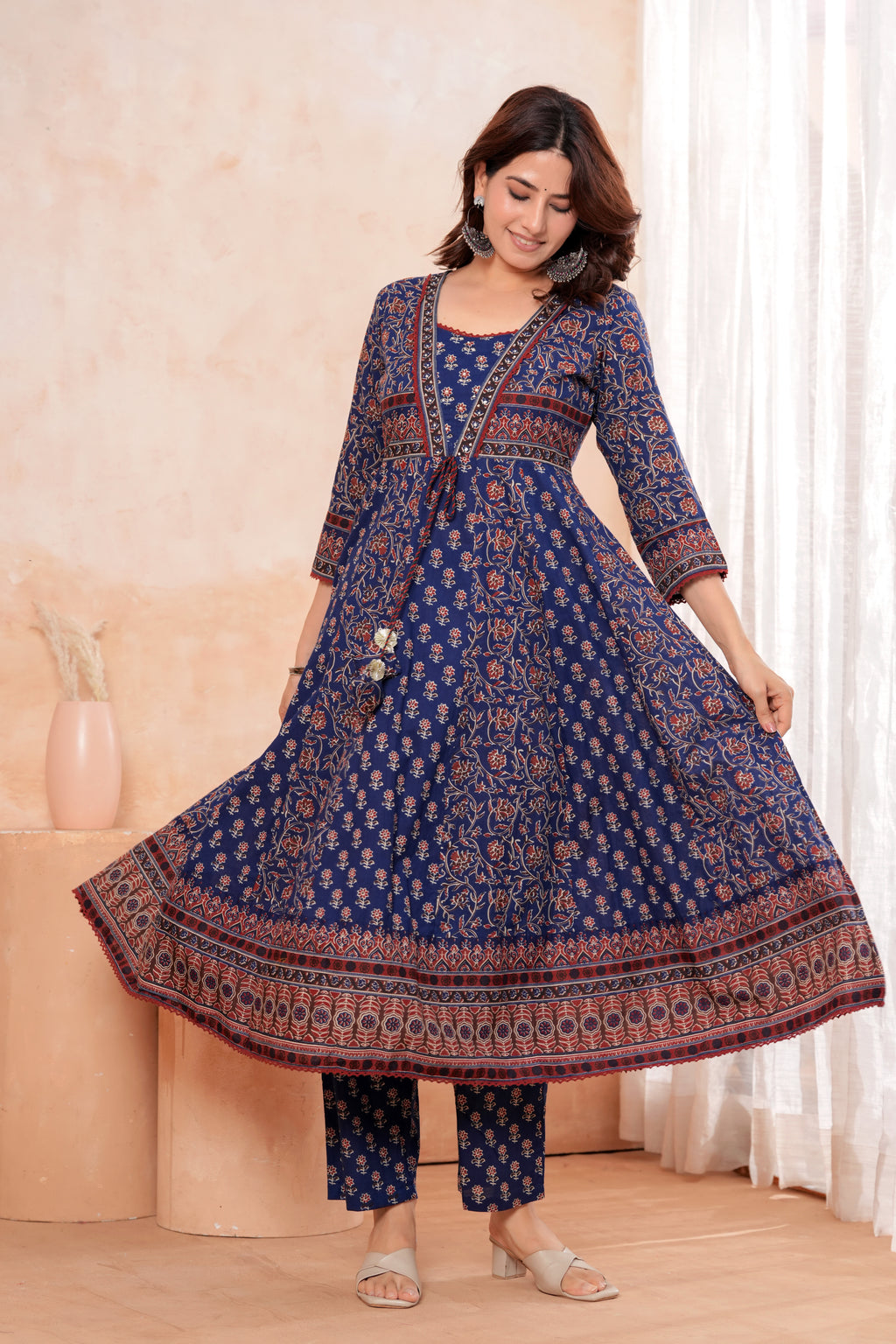 Elegant Blue HandWorked Kurta Set With  Printed Duptta