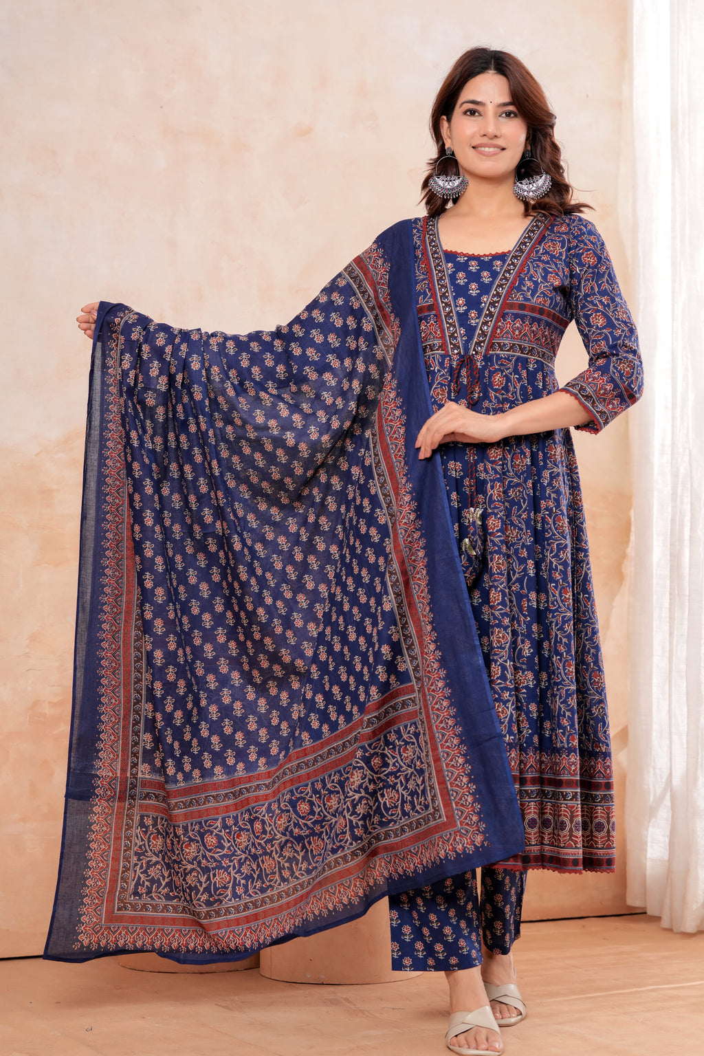 Elegant Blue HandWorked Kurta Set With  Printed Duptta