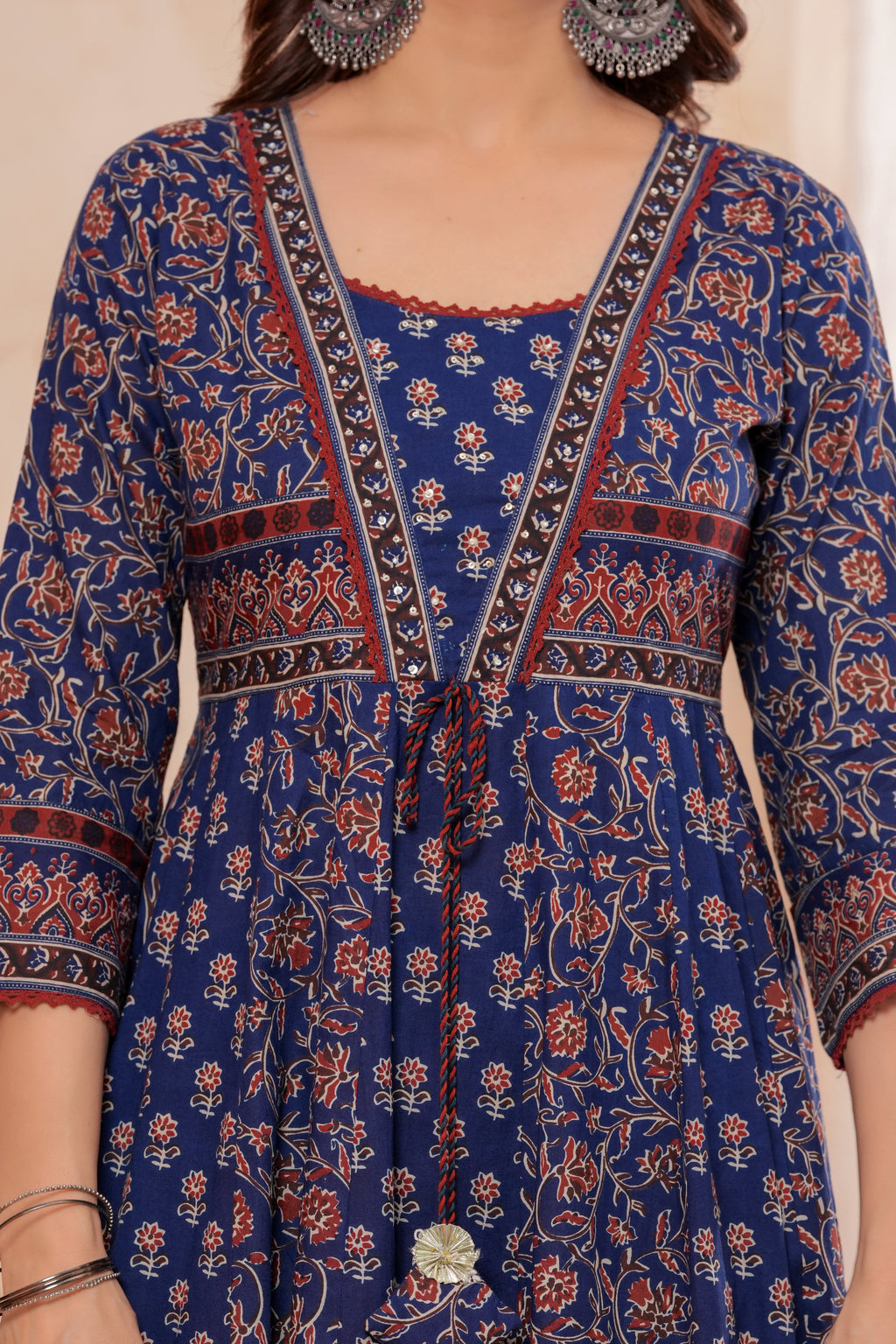 Elegant Blue HandWorked Kurta Set With  Printed Duptta