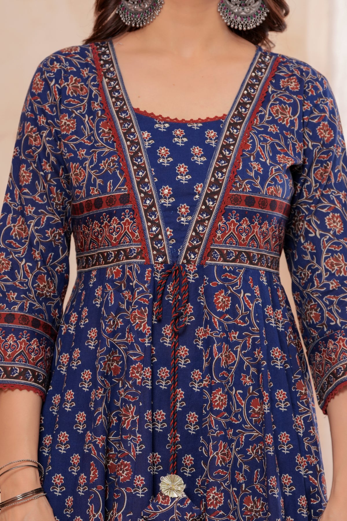 Elegant Blue HandWorked Kurta Set With  Printed Duptta