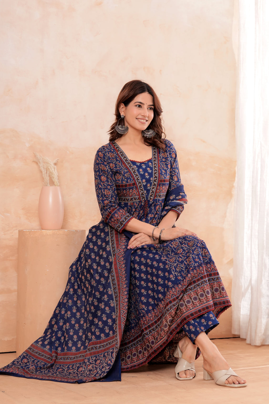 Elegant Blue HandWorked Kurta Set With  Printed Duptta
