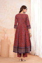 Elegant Maroon HandWorked Kurta Set With  Printed Duptta