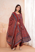 Elegant Maroon HandWorked Kurta Set With  Printed Duptta