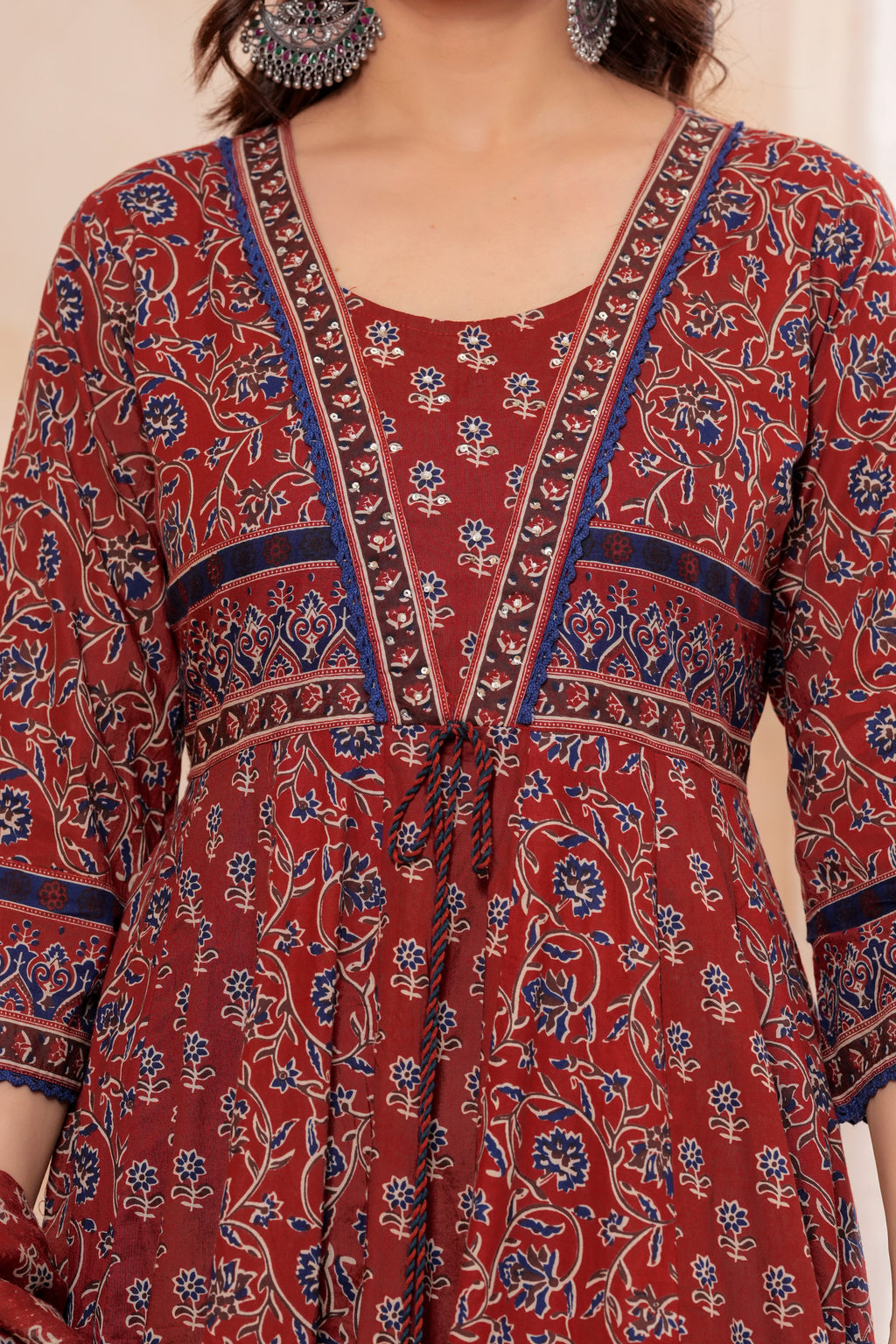 Elegant Maroon HandWorked Kurta Set With  Printed Duptta